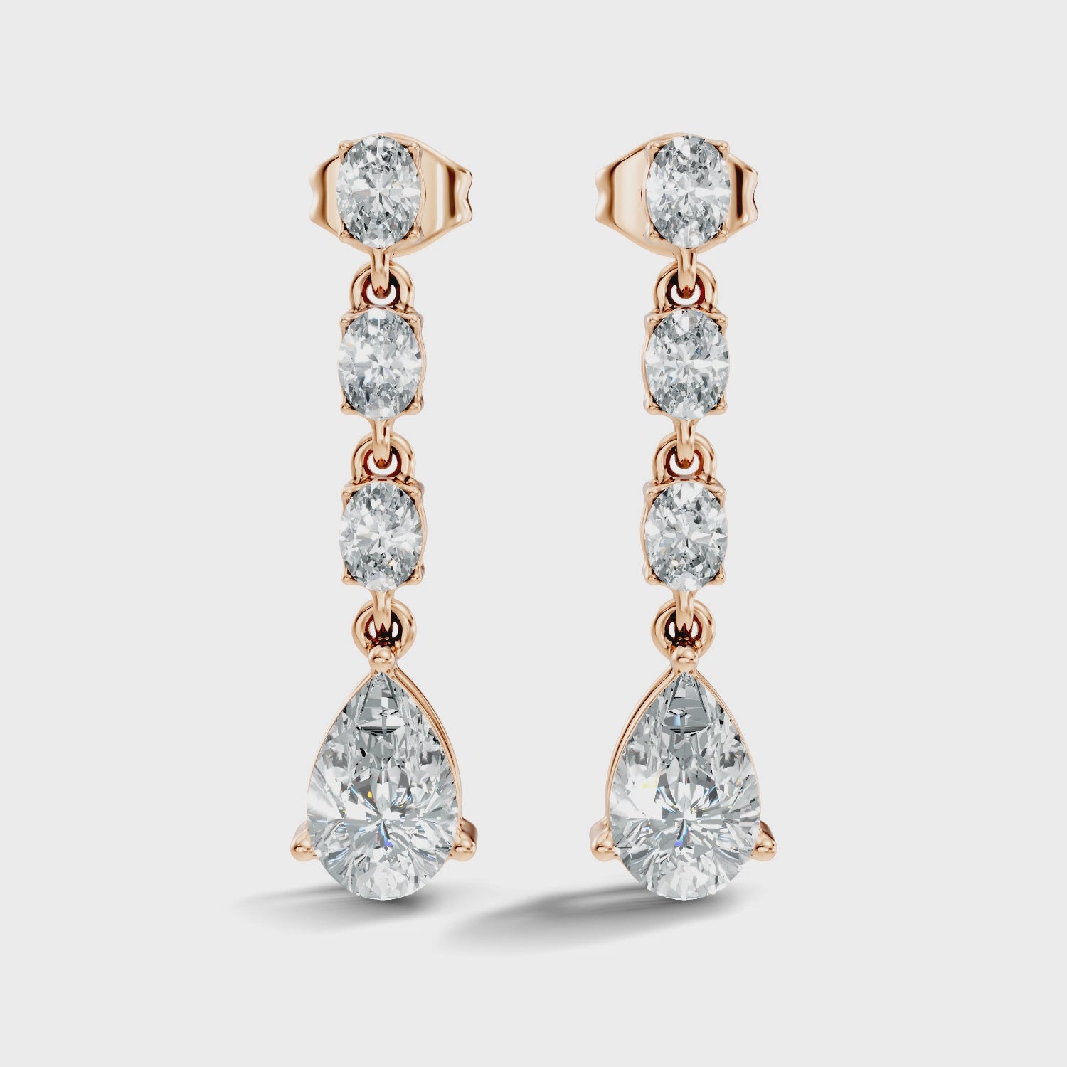 Linear Pear-Cut Diamond Drop Earrings