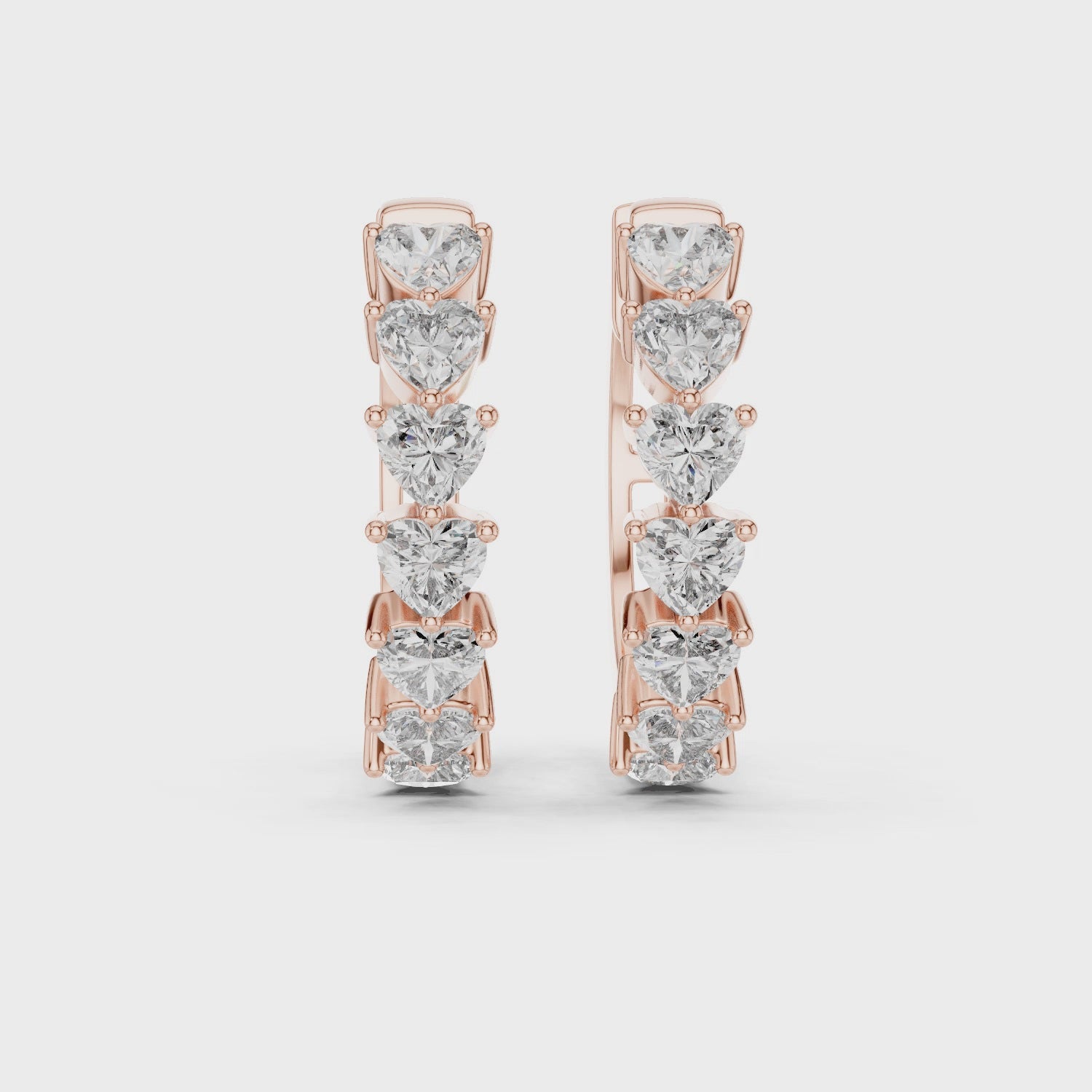 Heart Cut Diamond Solitaire Collet Hoop Earrings