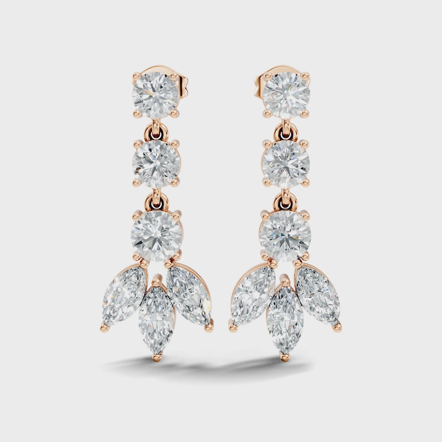 Linear Cascade Marquise Diamond Drop Earrings