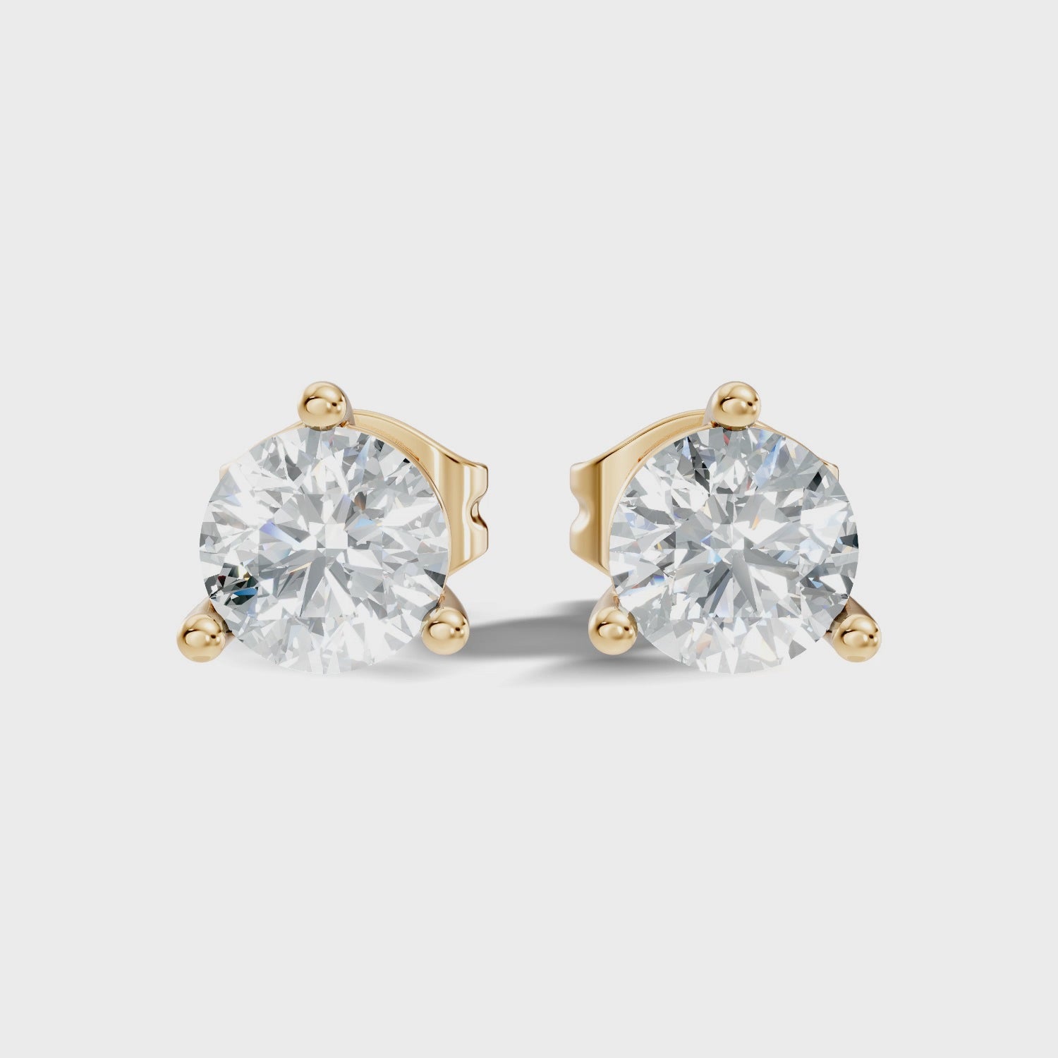 Round Brilliant Cut Diamond Three-Prong Solitaire Stud (2.06 TCW)