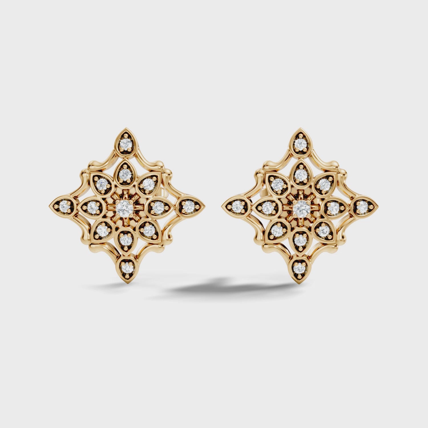 Round Diamond Openwork Geometric Star Motif Stud