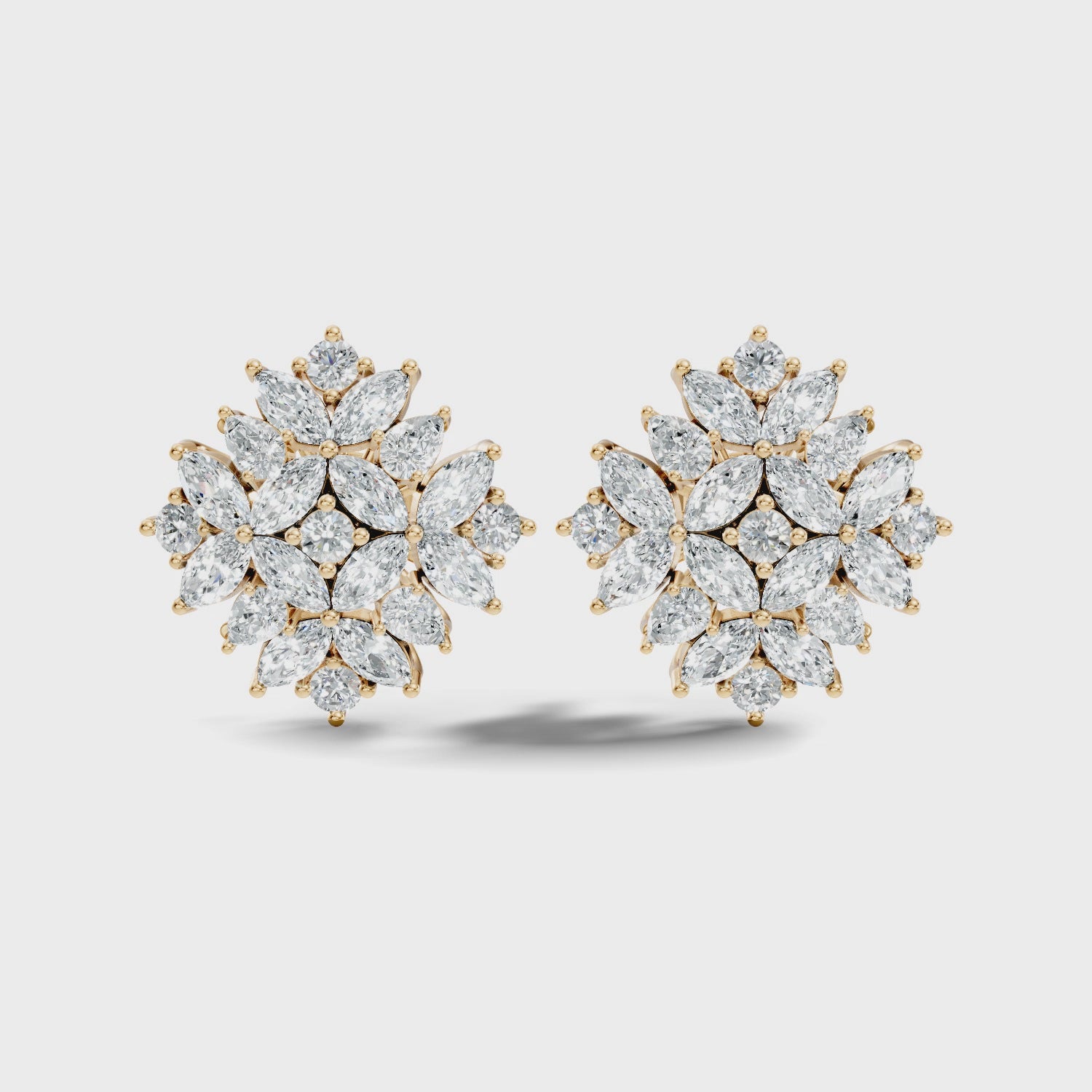 Multi-Shape Marquise, Pear & Round Diamond Mandala Cluster Stud