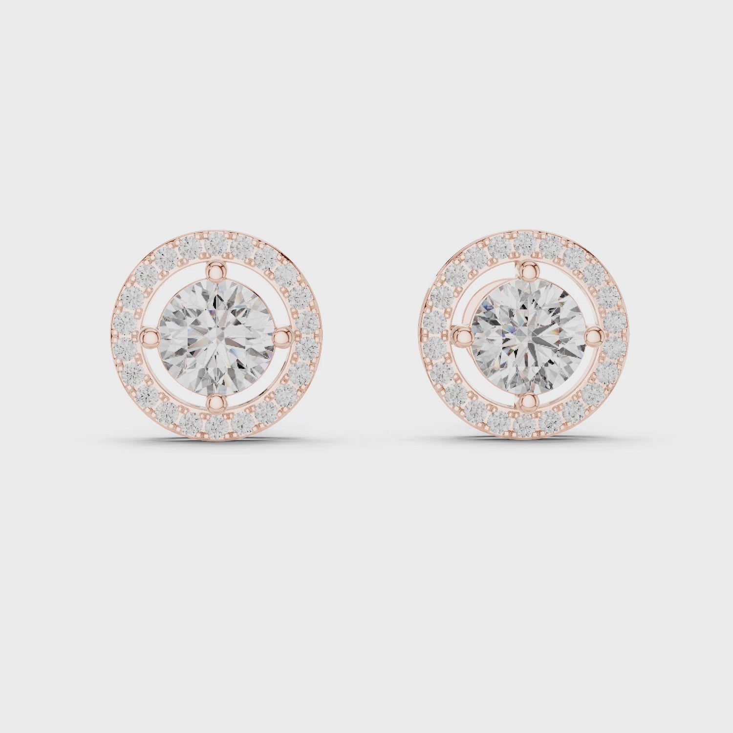 Round Diamond Floating Halo Stud