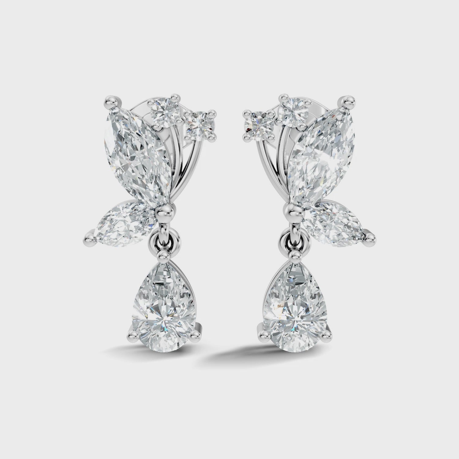 Marquise Floral Branch Pear Drop Earrings
