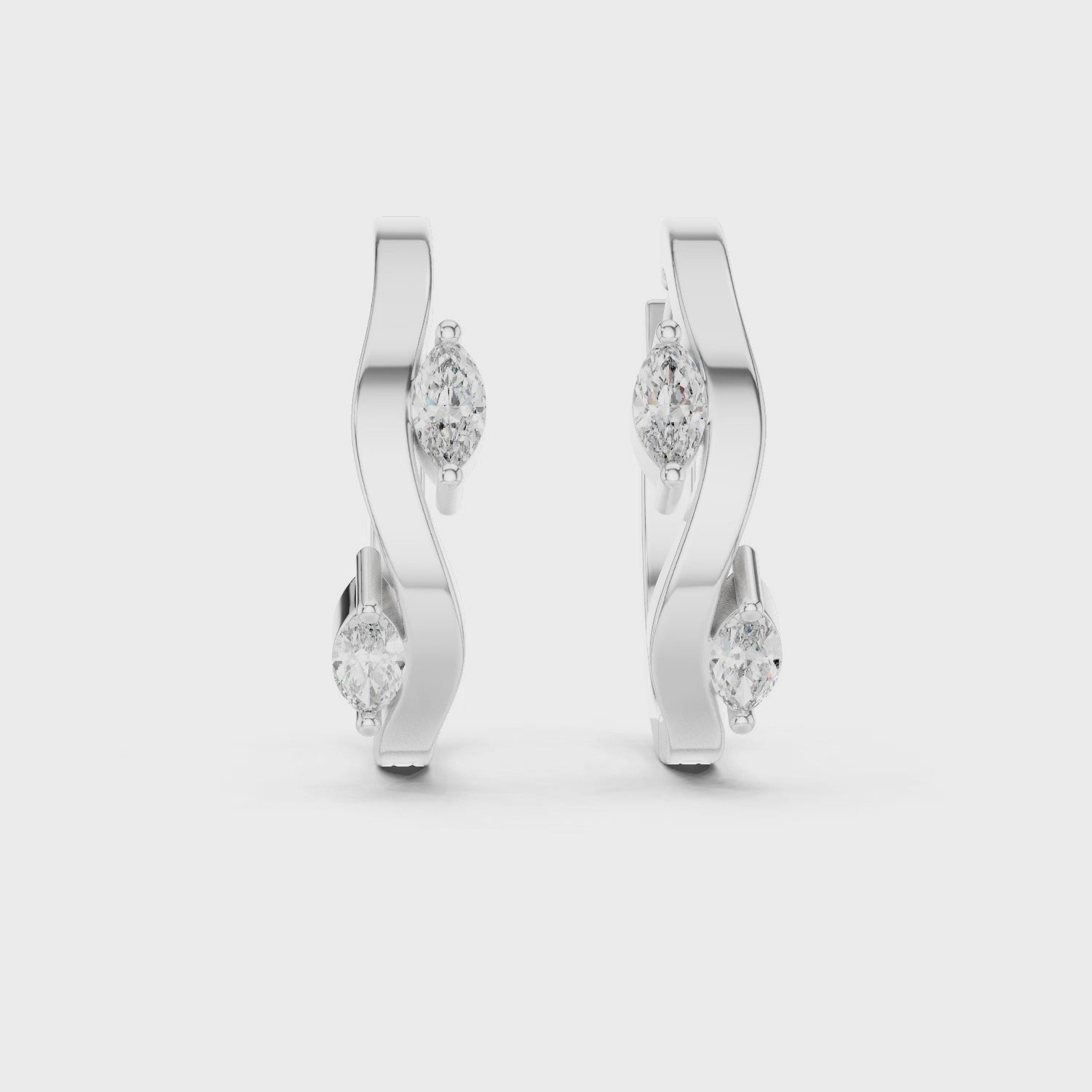 Marquise Cut Diamond Swirl Hoop Earrings