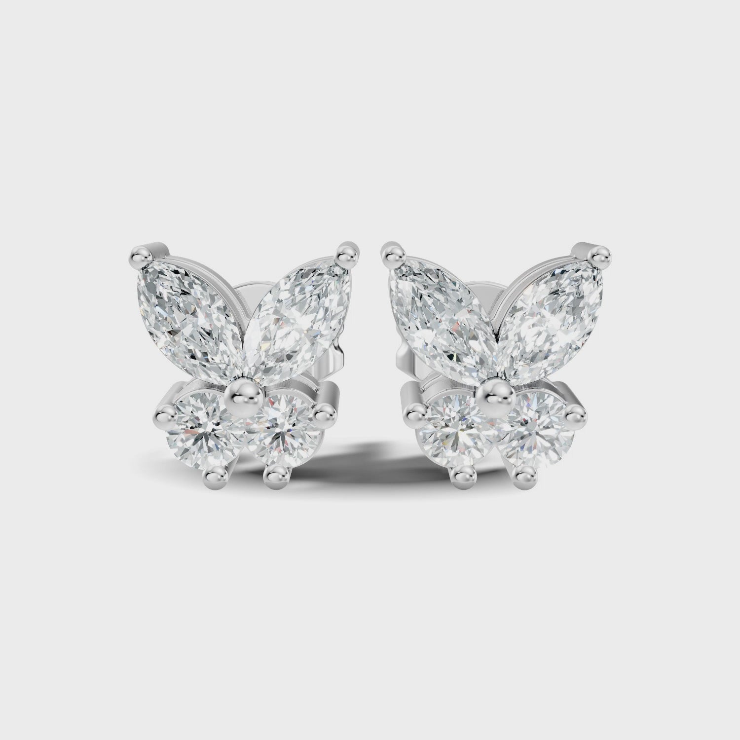 Marquise & Round Diamond Butterfly Stud