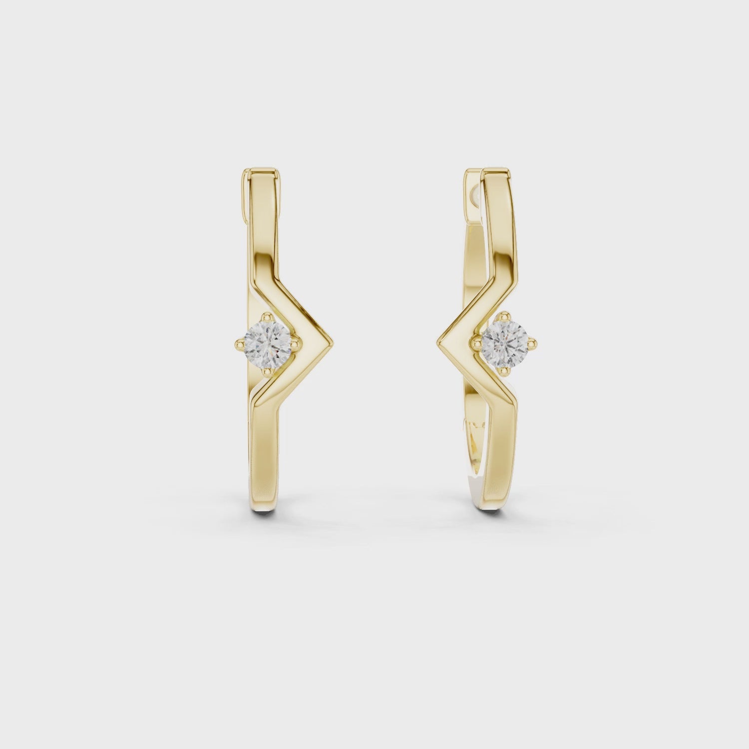 Minimalist V-Chevron Diamond Hoop Earring