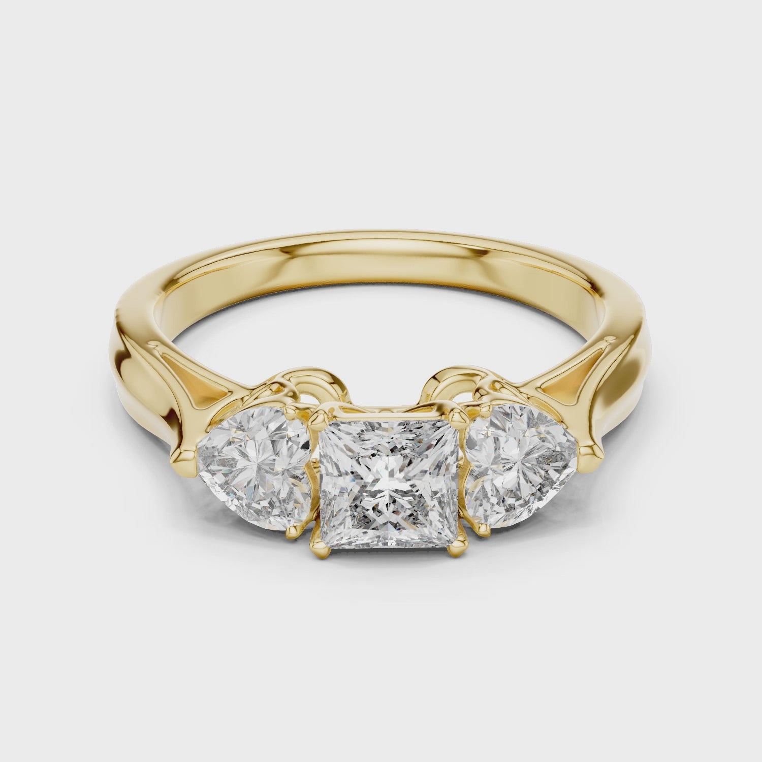 Three-Stone Princess & Heart-Cut Engagement Ring