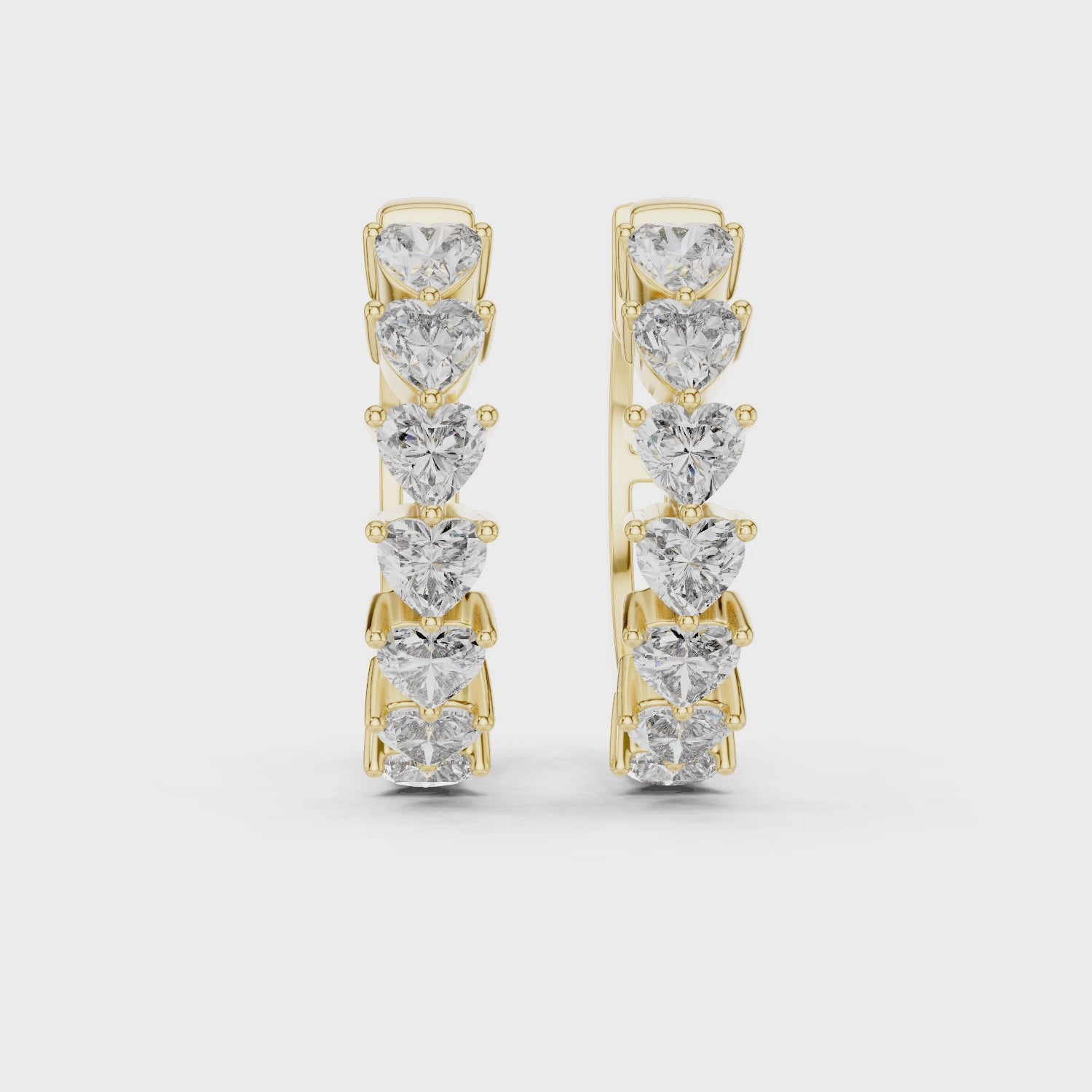 Heart Cut Diamond Solitaire Collet Hoop Earrings