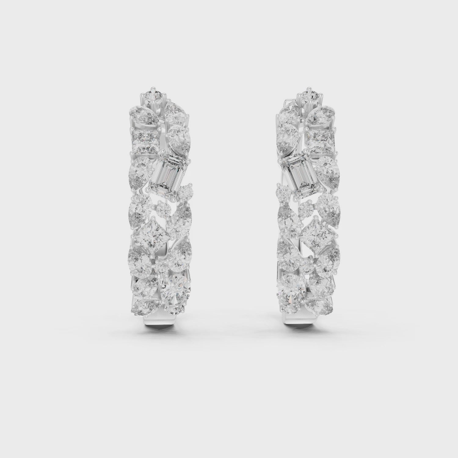 Multi-Shape Diamond Huggie Hoop Earrings