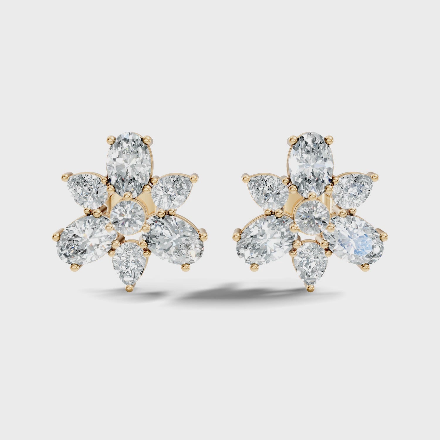 Floral Multi-Shape Diamond Cluster Stud