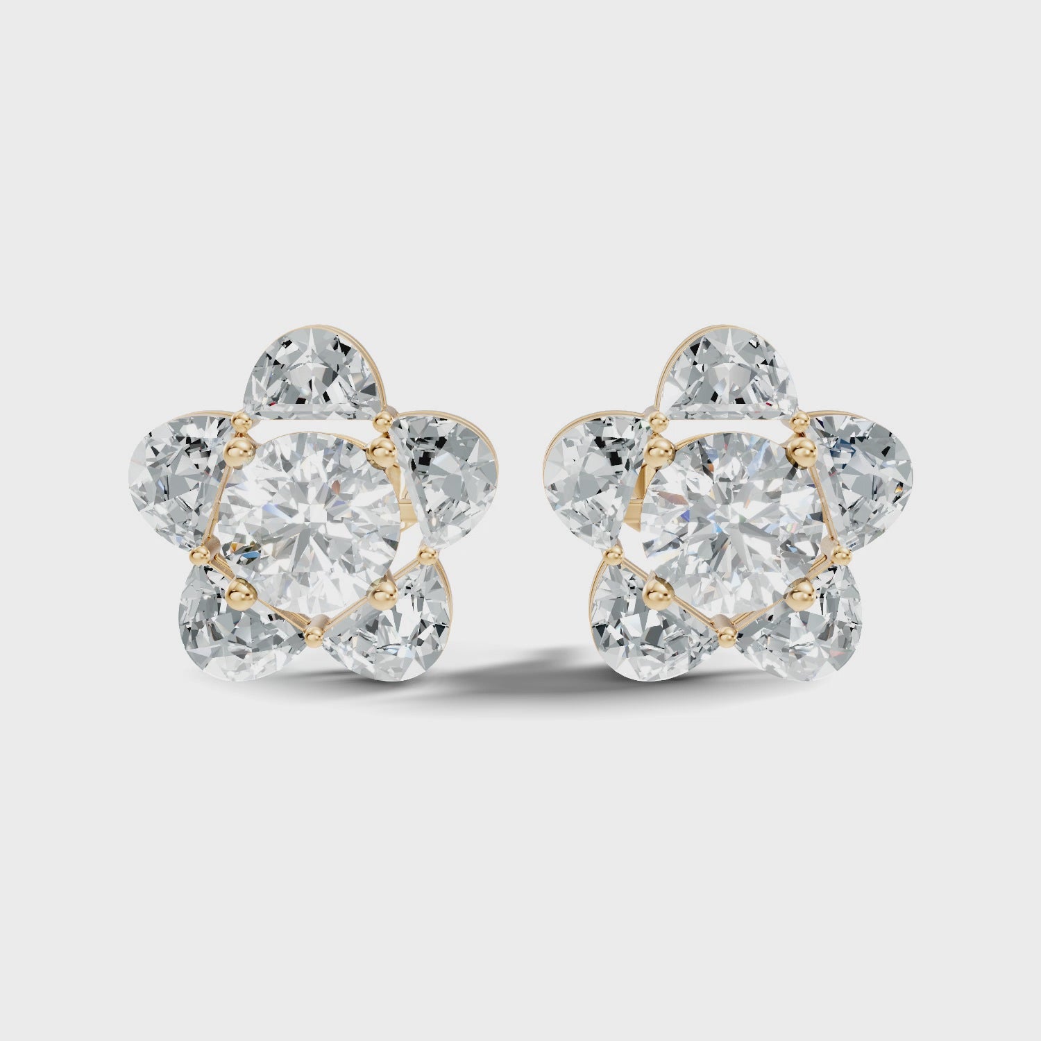 5-Petal Floral Solitaire Stud
