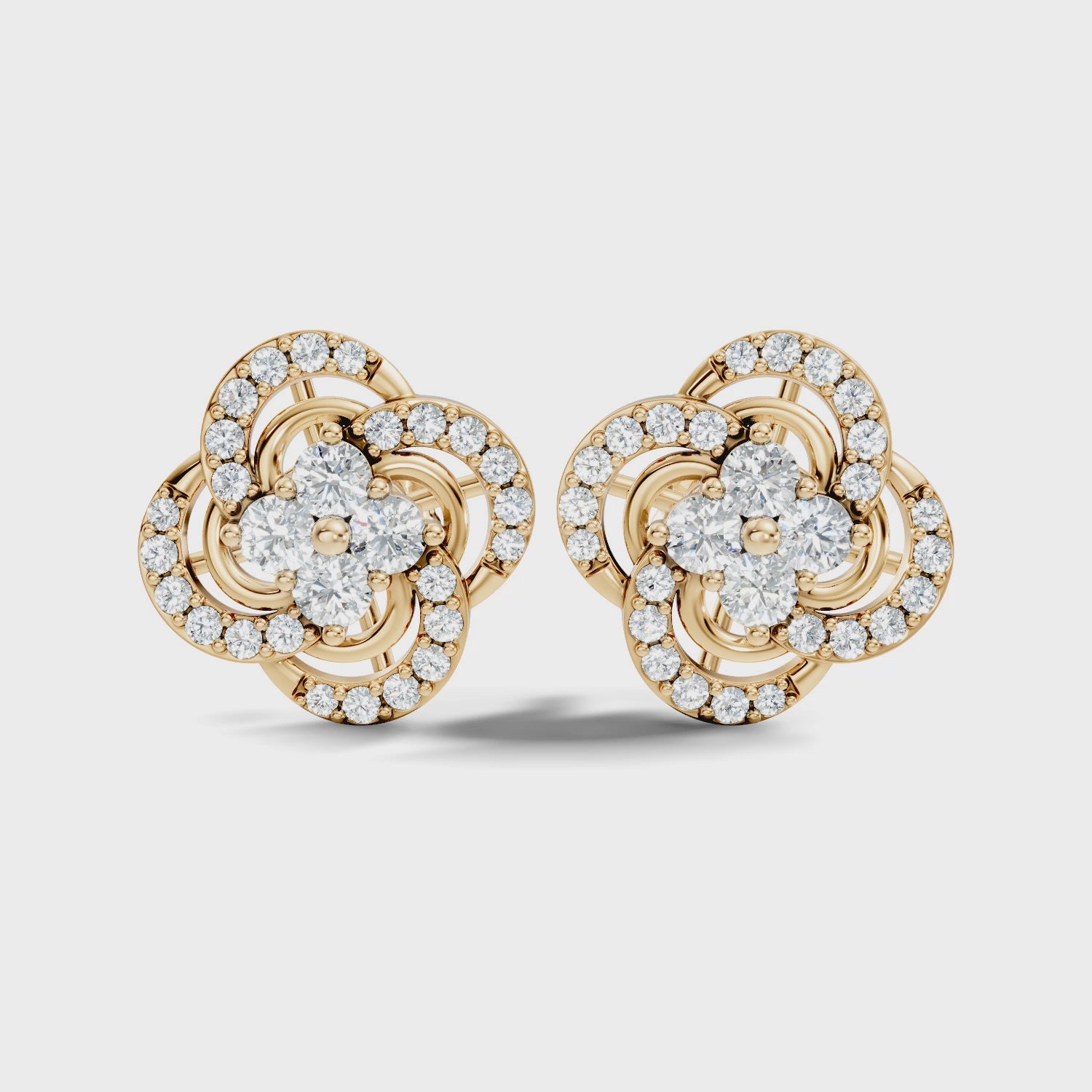 Four-Leaf Clover Swirl Diamond Stud