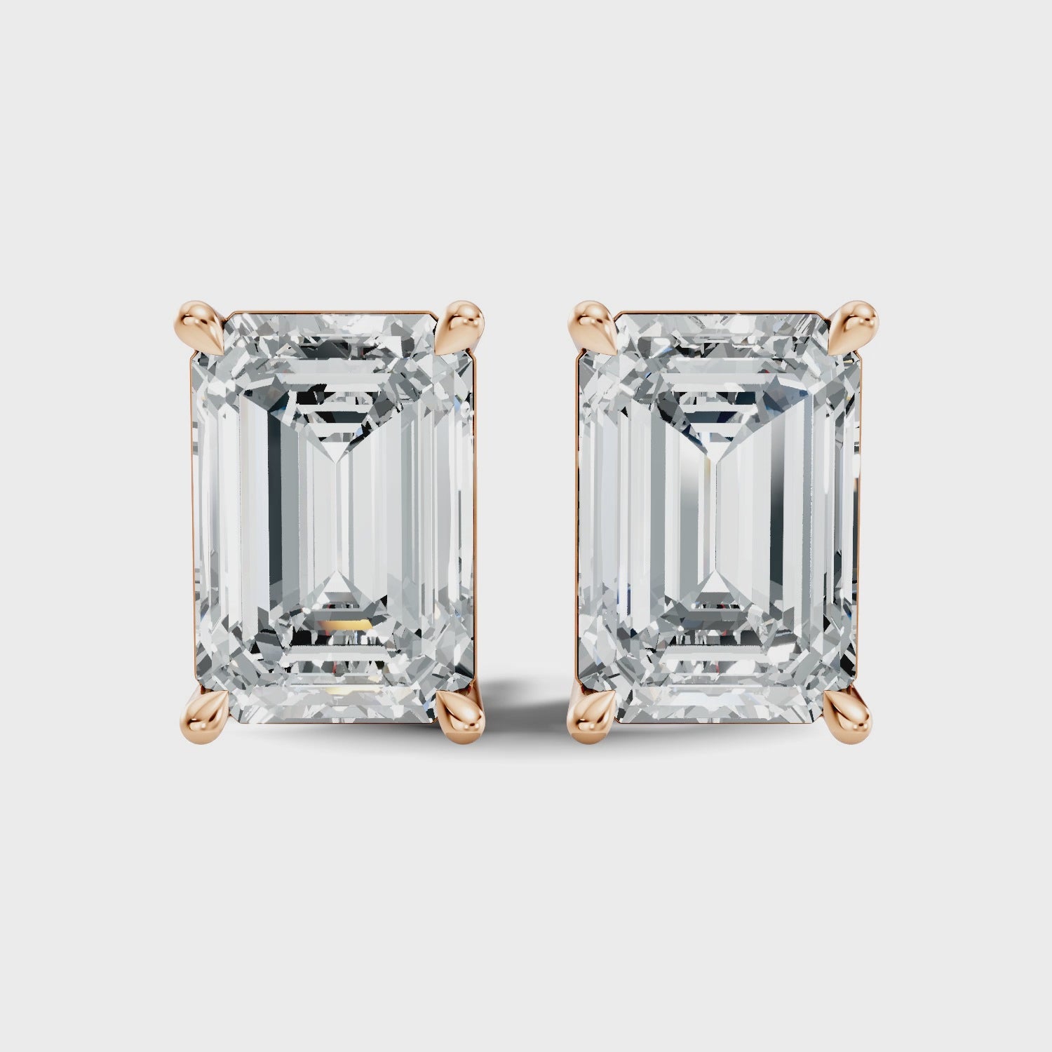 Emerald Cut Diamond Four-Prong Solitaire Stud (6.41 TCW)