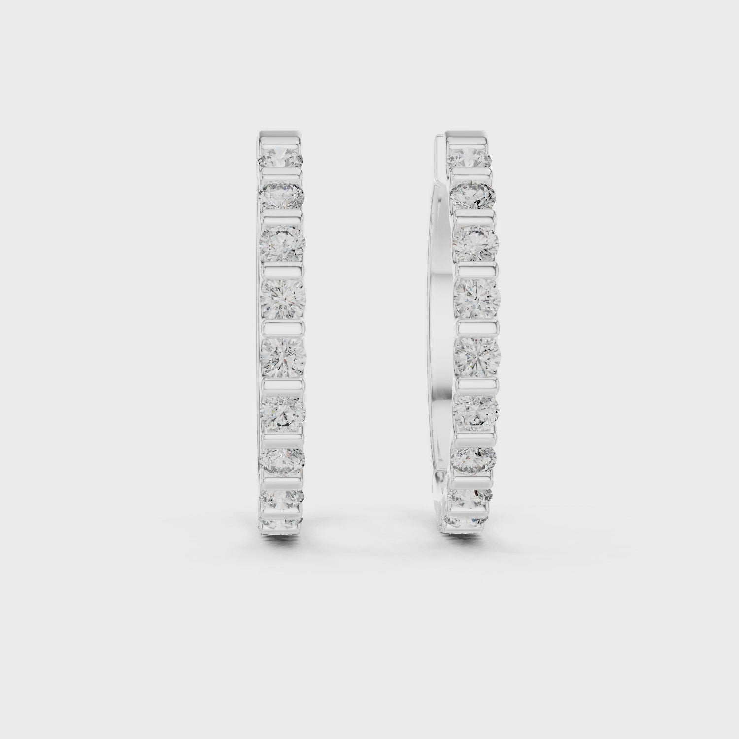 Classic Shared-Prong Round Diamond Hoop Earrings