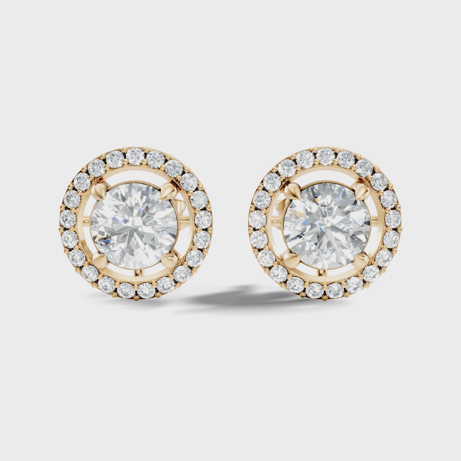 Round Brilliant Cut Diamond Floating Open Halo Stud (2.12 TCW)