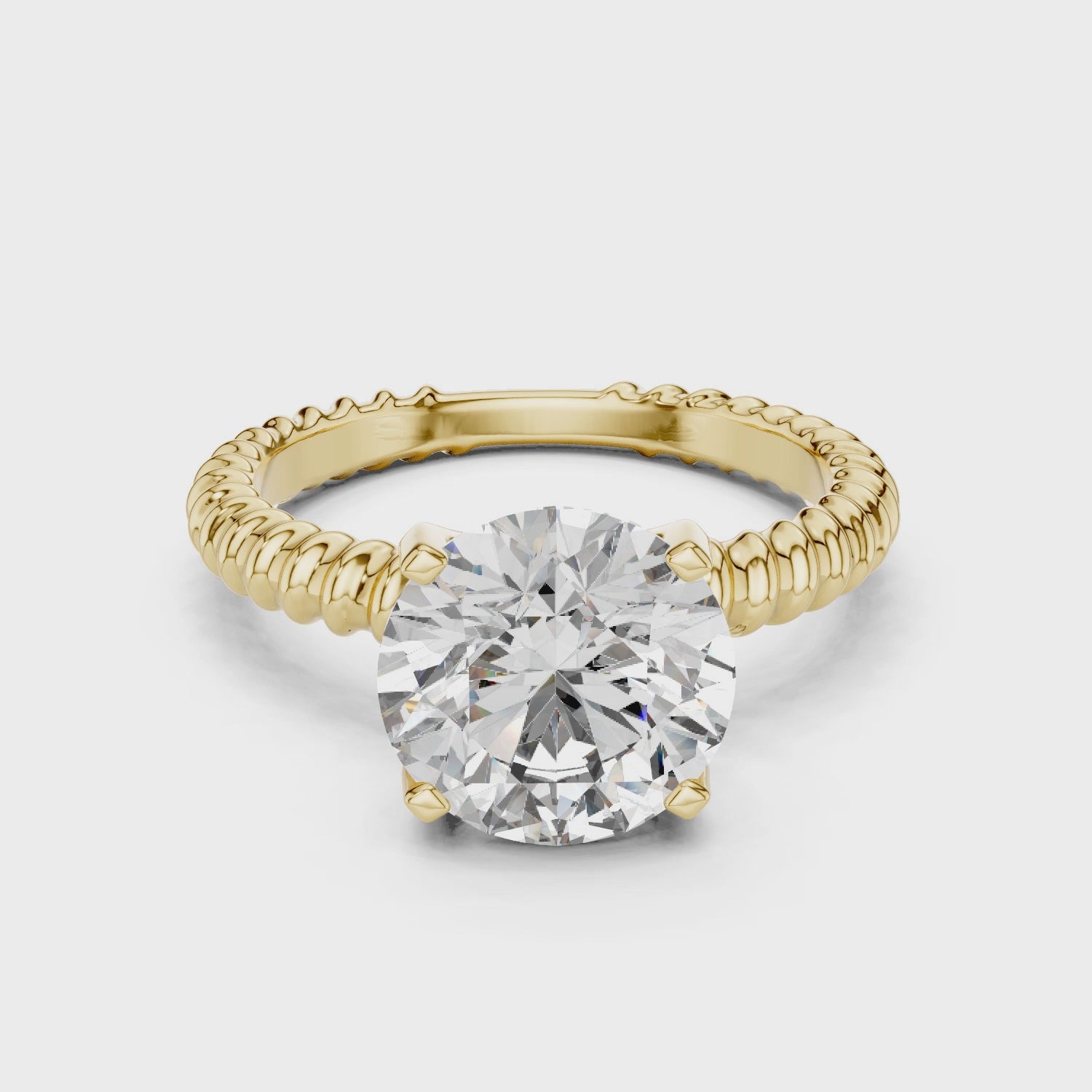 Twisted Rope Band 2.80 Carat Round Solitaire Diamond Ring