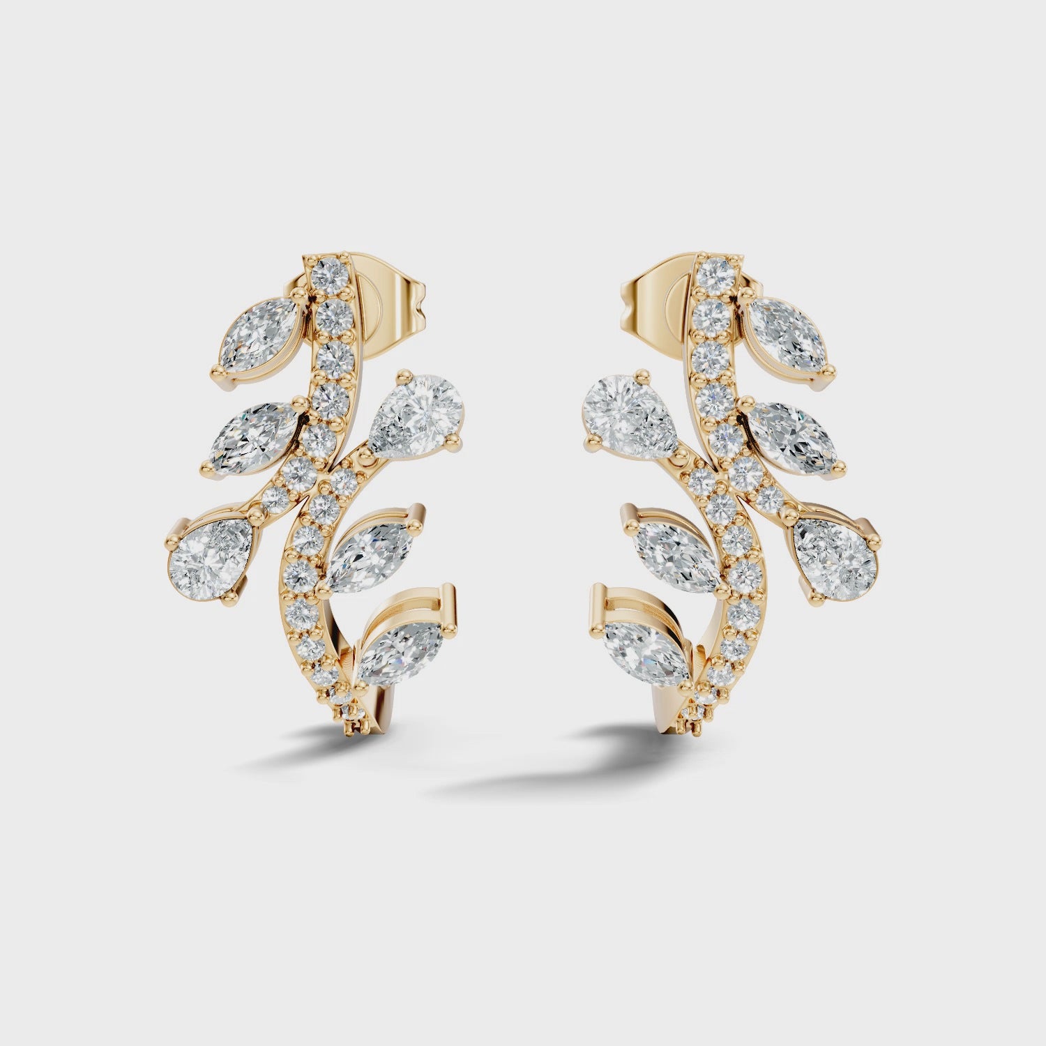 Marquise & Pear Diamond Leaf Crawler Earrings
