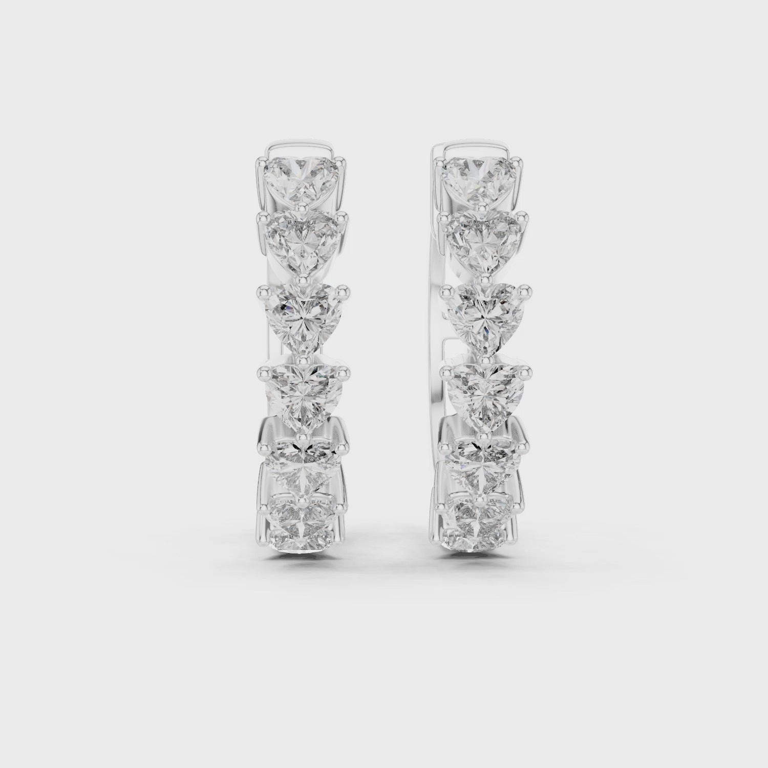 Heart Cut Diamond Solitaire Collet Hoop Earrings