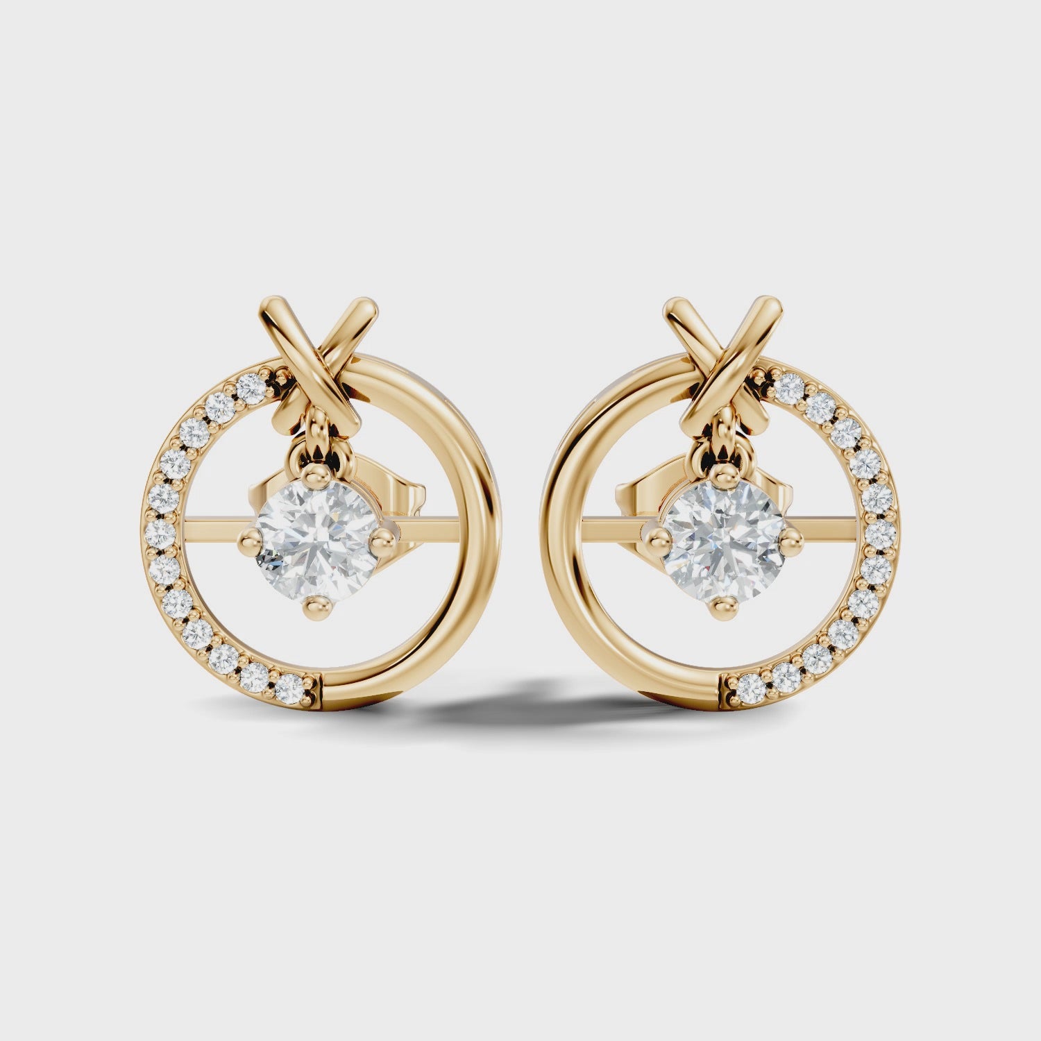 Open Circle Solitaire & Pave Diamond Stud