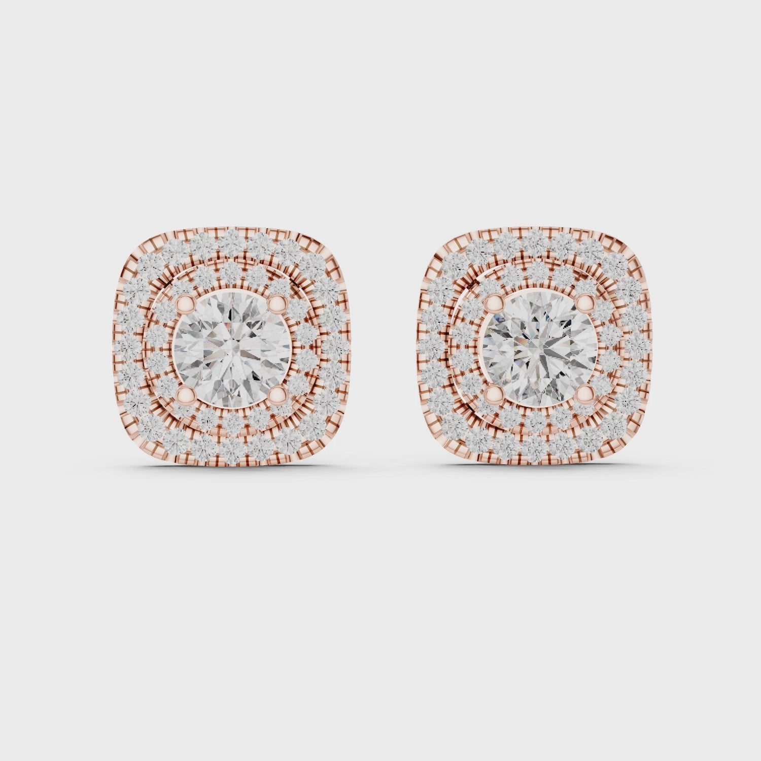 Cushion Double Halo Diamond Studs