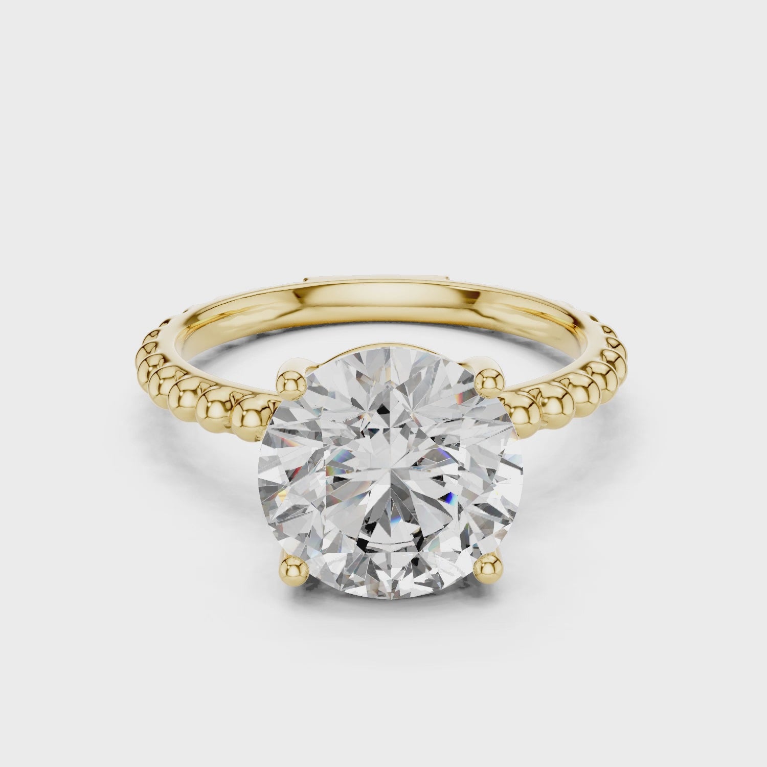 2.80 ct Round Solitaire Beaded Band Engagement Ring