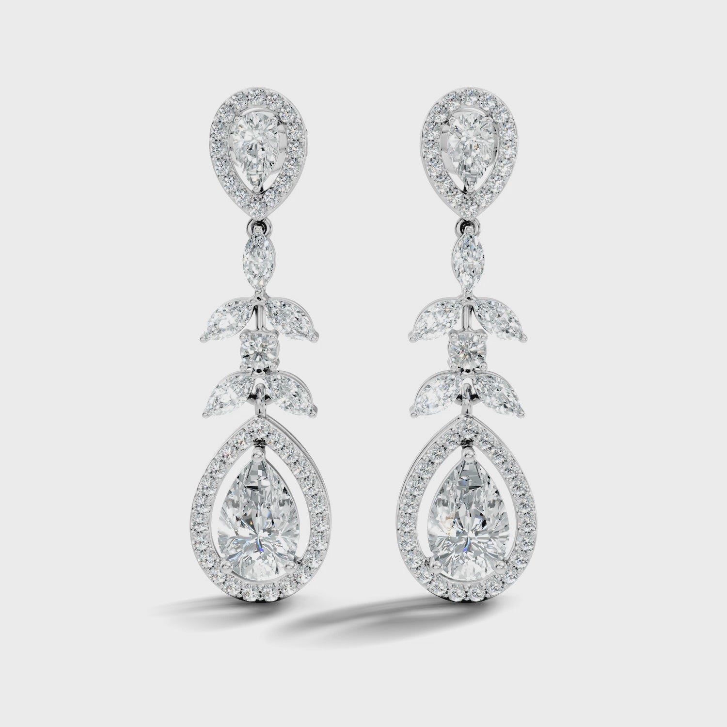 Pear Diamond Vine Drop Earrings