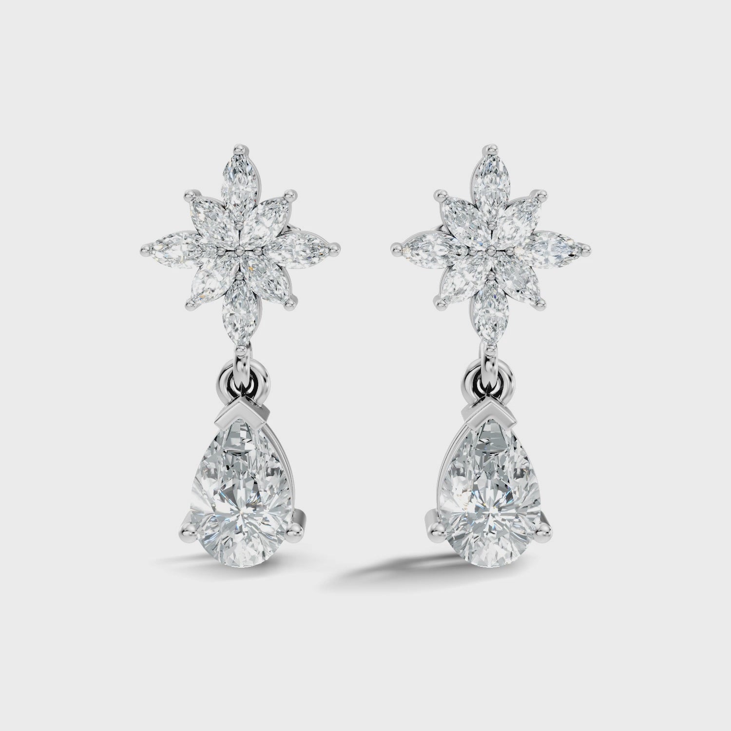 Floral Starburst Marquise & Pear Drop Earrings