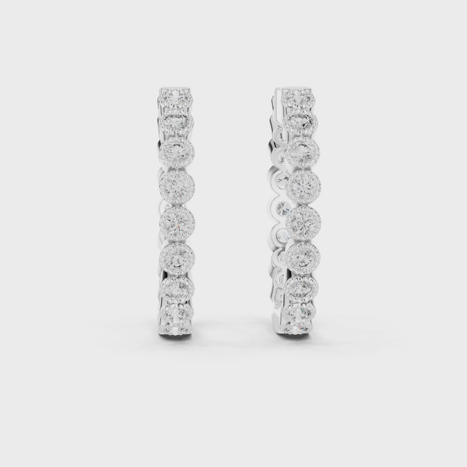 Classic Bezel-Set Round Diamond Hoop Earrings
