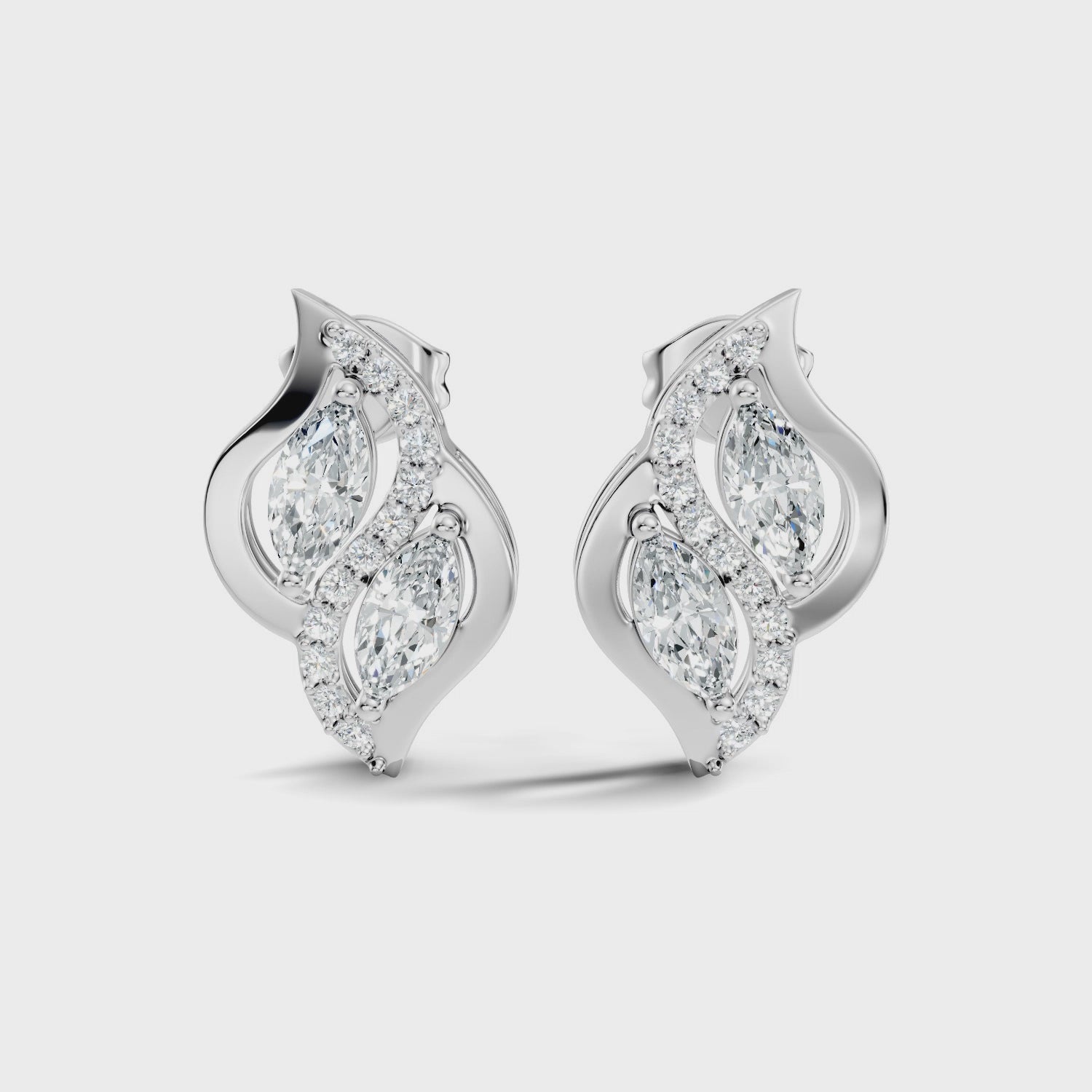 Elegant Marquise & Round Diamond Swirl Stud