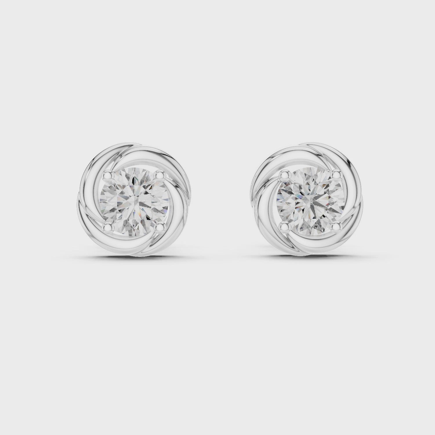 Twisted Ribbon Round Cut Diamond Studs