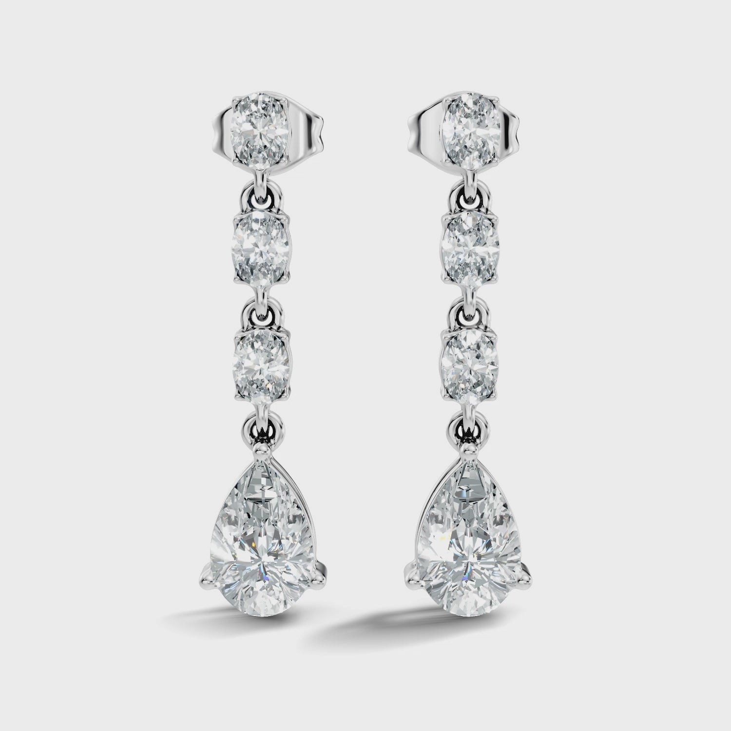 Linear Pear-Cut Diamond Drop Earrings