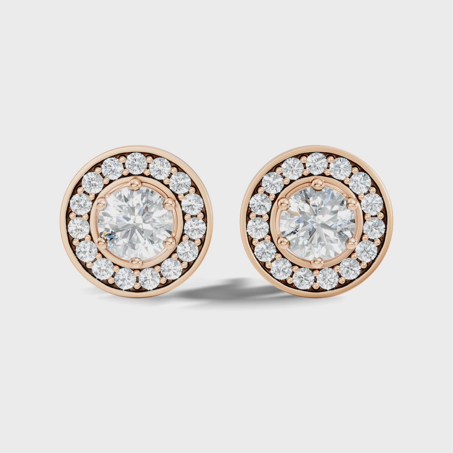 Round Solitaire Halo Stud