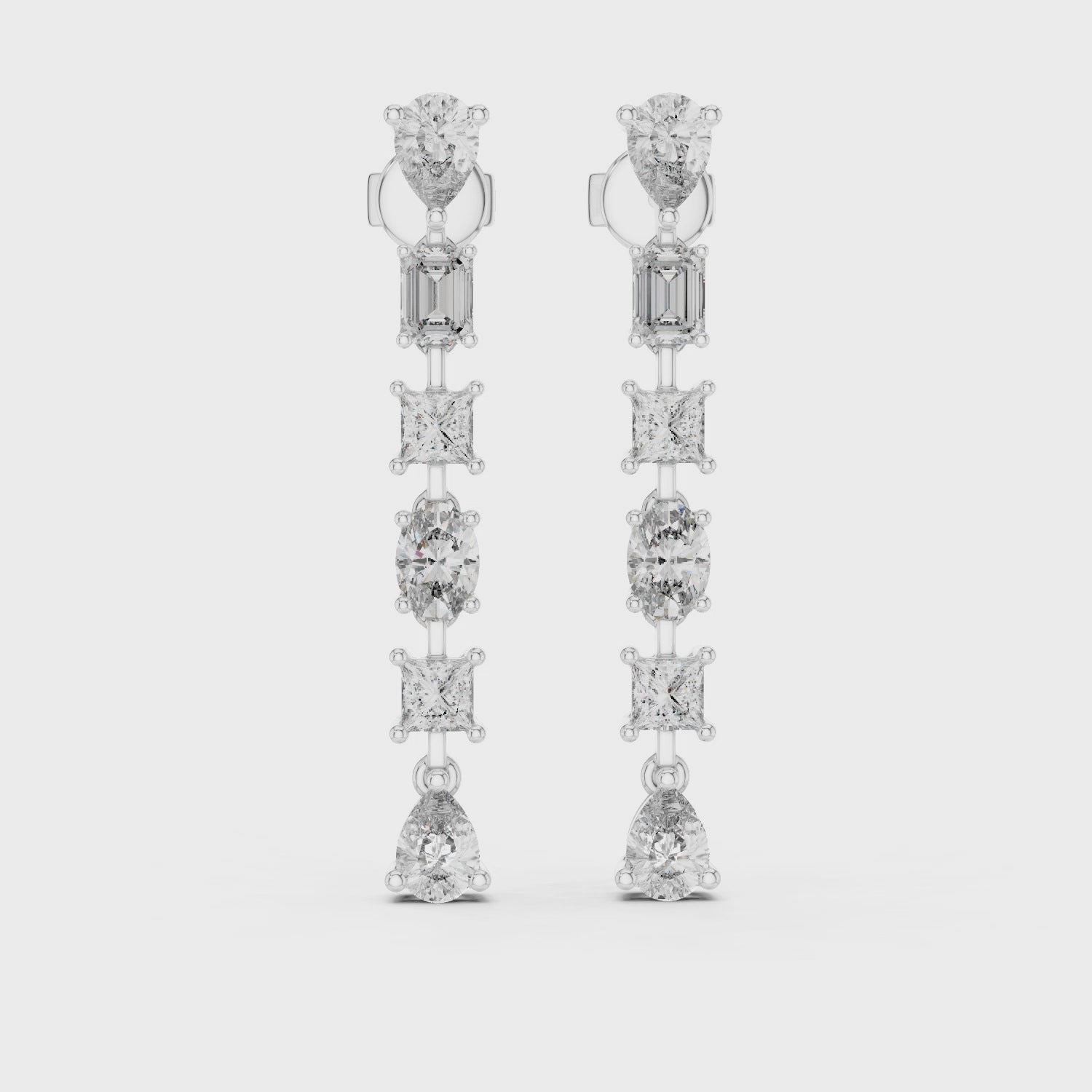 Multi-Shape Diamond Drop Earrings