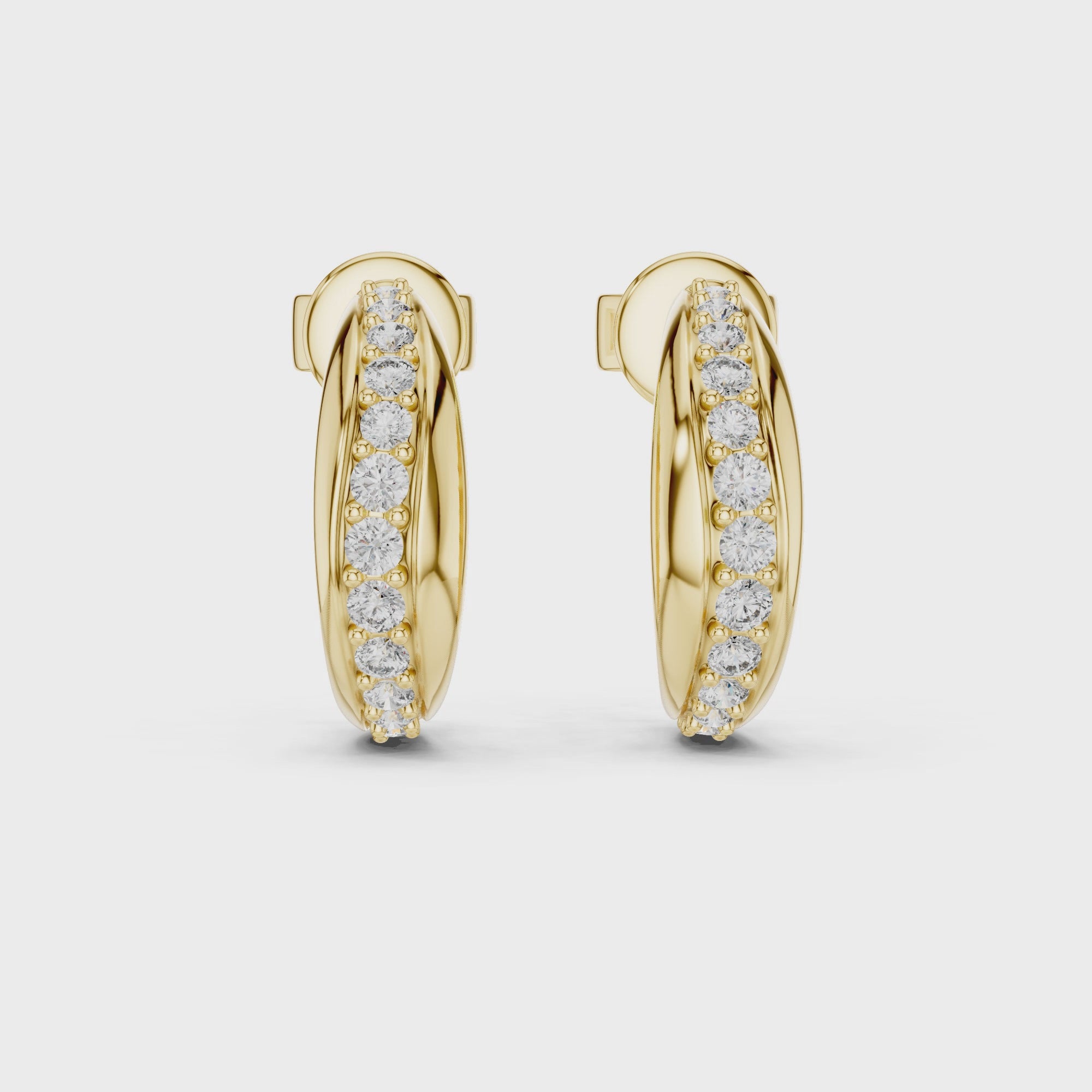 Graduated Pave Diamond Hoop Earrings