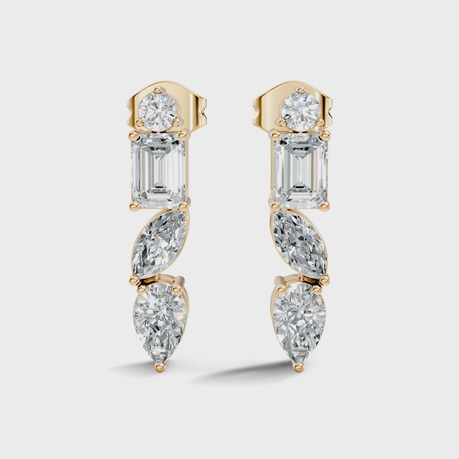 Multi-Cut Linear Cascade Diamond Stud