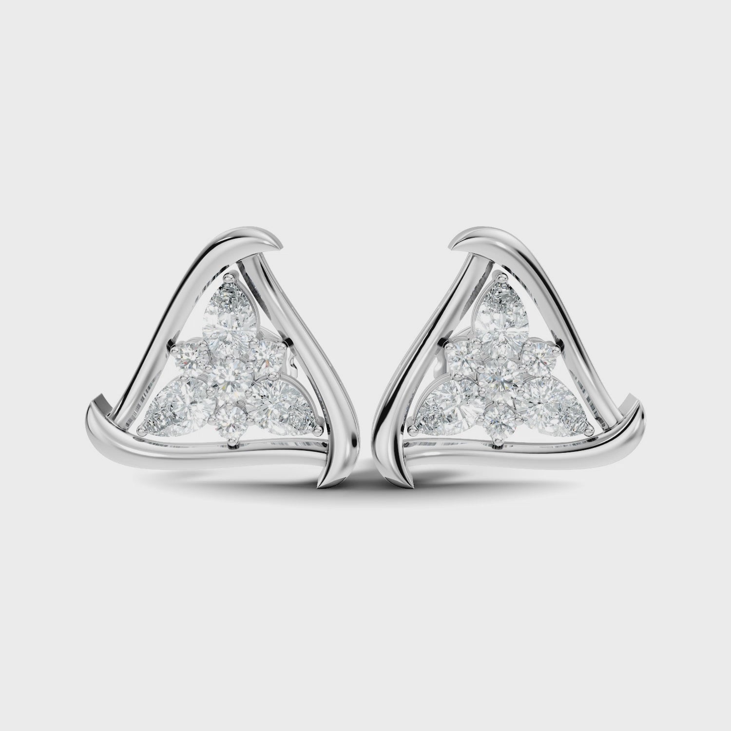 Triangular Floral Cluster Diamond Earrings
