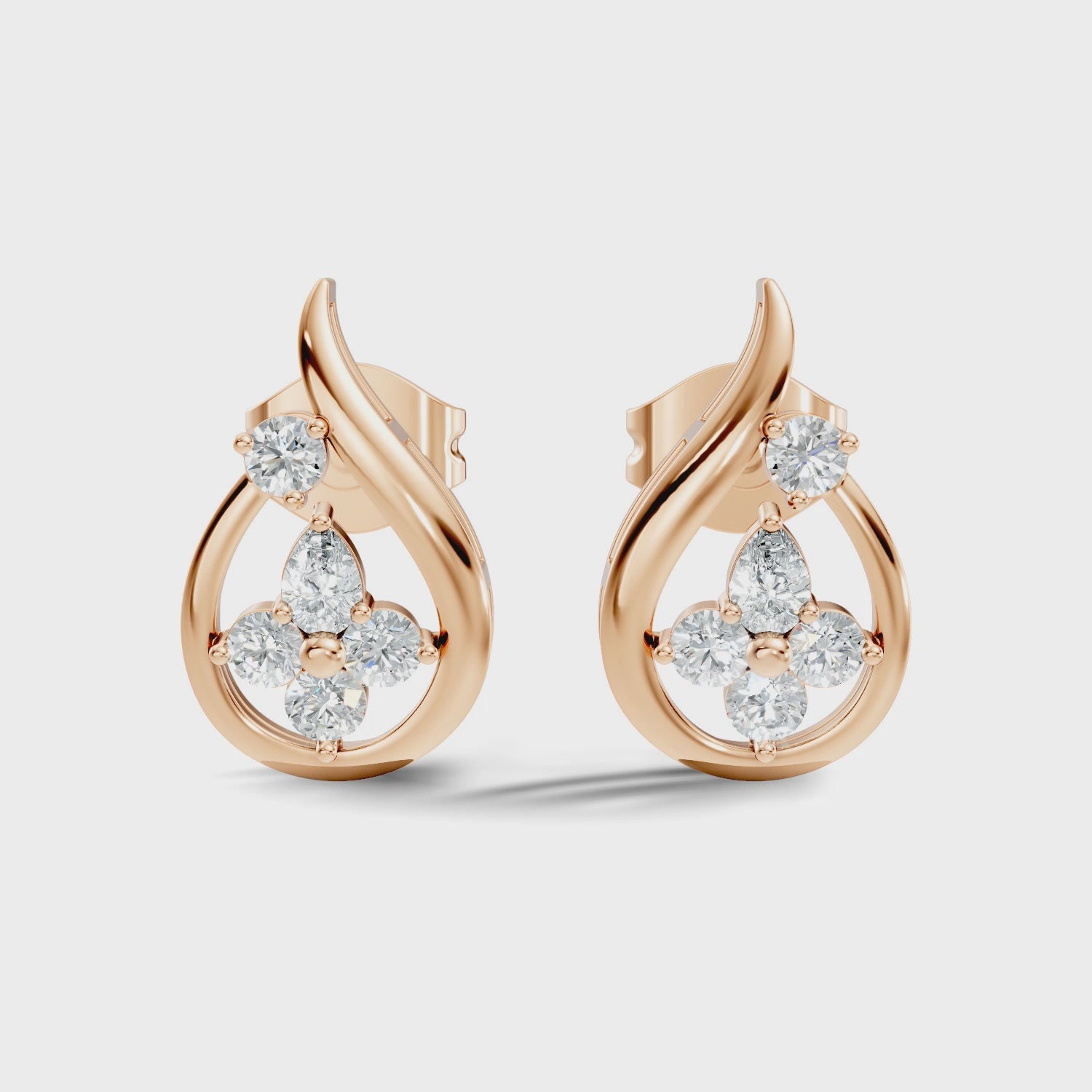 Elegant Teardrop Floral Cluster Stud