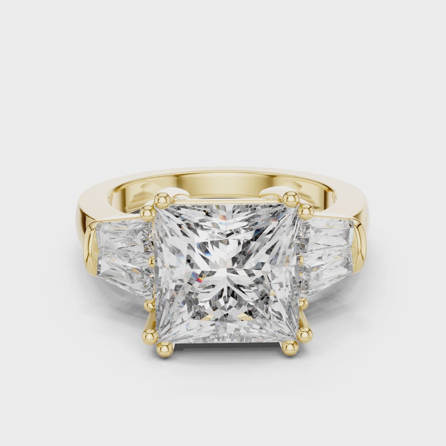 Princess-Cut Three-Stone Baguette Engagement Ring
