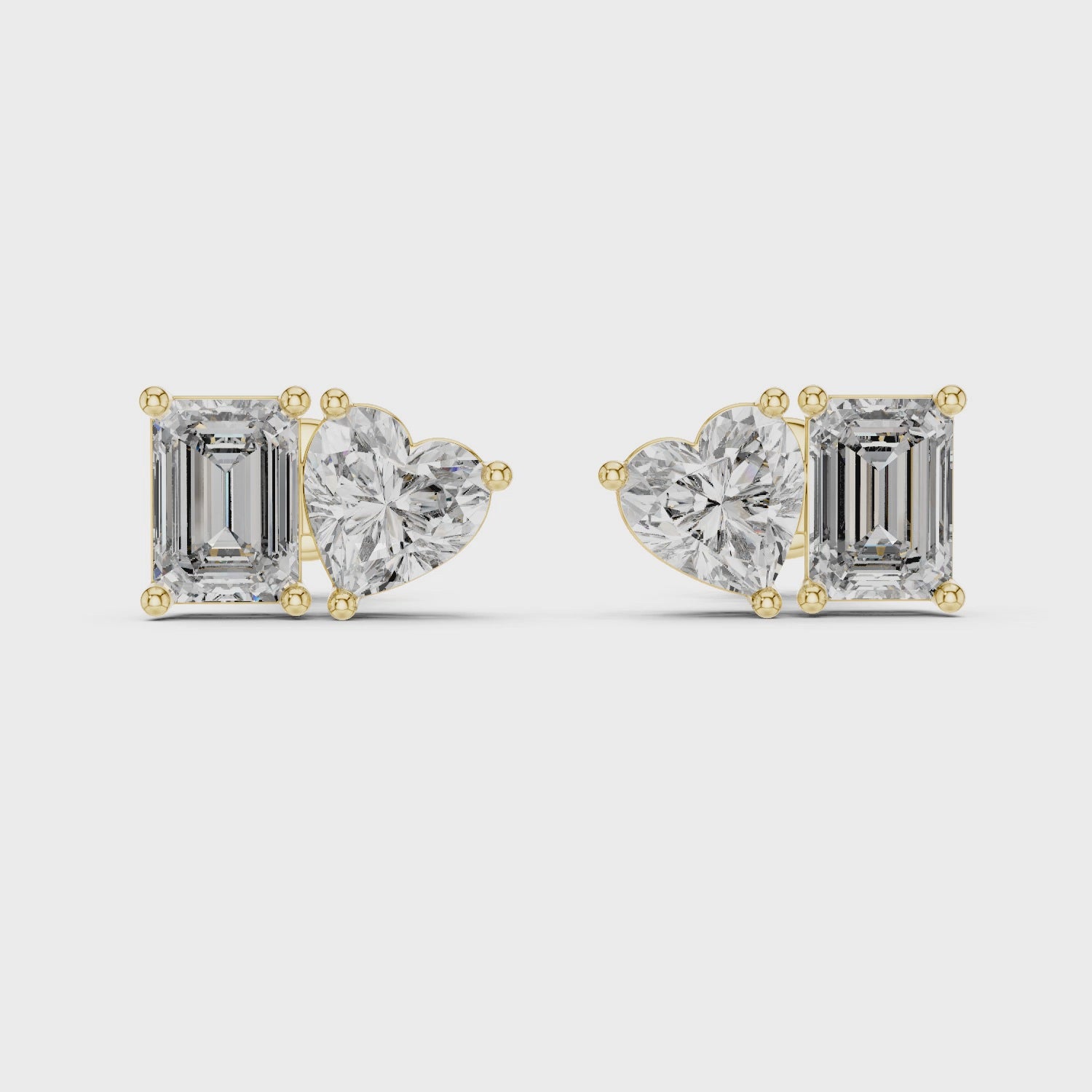 Heart & Emerald-Cut Diamond Earrings