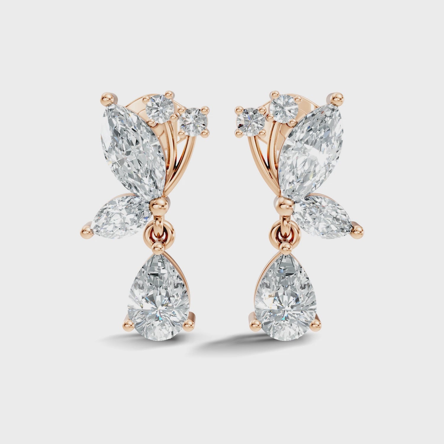 Marquise Floral Branch Pear Drop Earrings