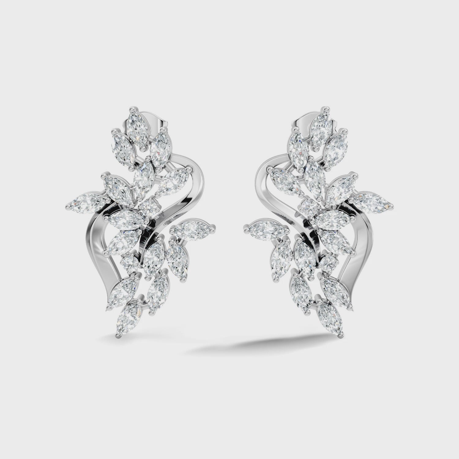 Marquise & Round Diamond Swirl Earrings