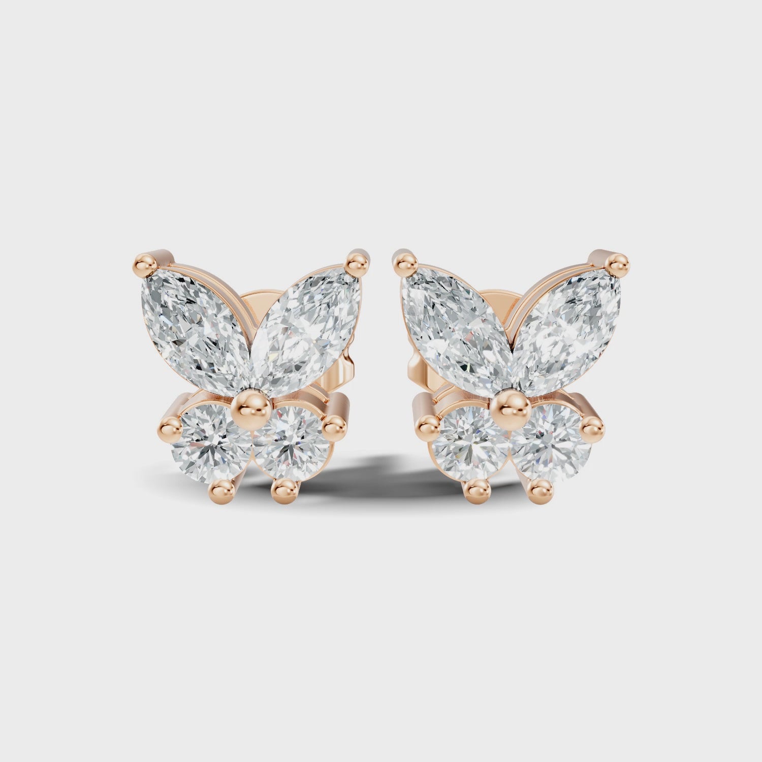 Marquise & Round Diamond Butterfly Stud