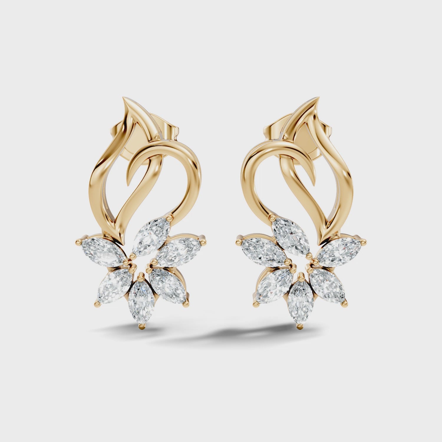 Marquise Diamond Floral Flame Stud
