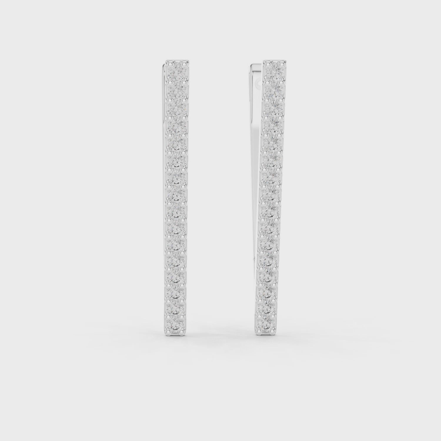 Classic Round Diamond Row Linear Earrings