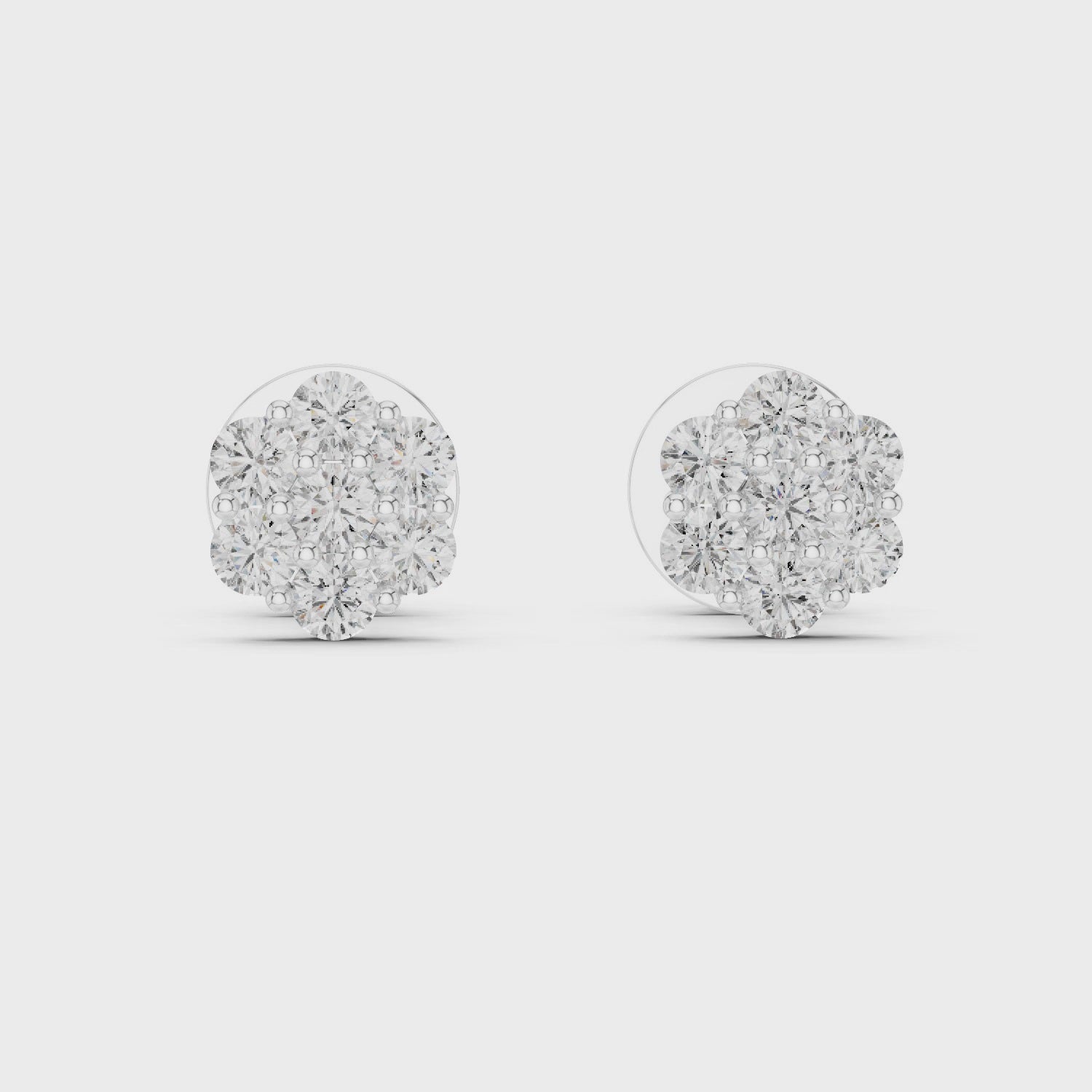 7-Stone Diamond Flower Cluster Stud