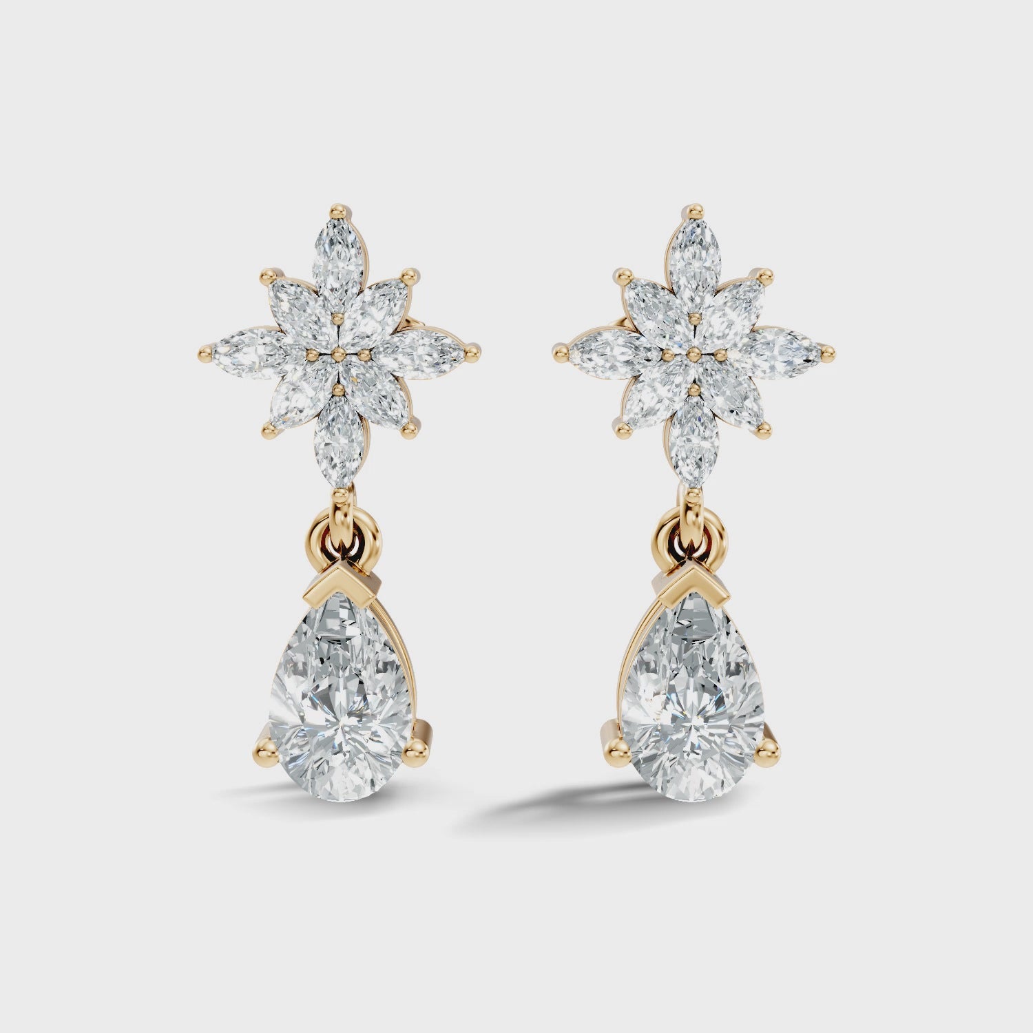 Floral Starburst Marquise & Pear Drop Earrings