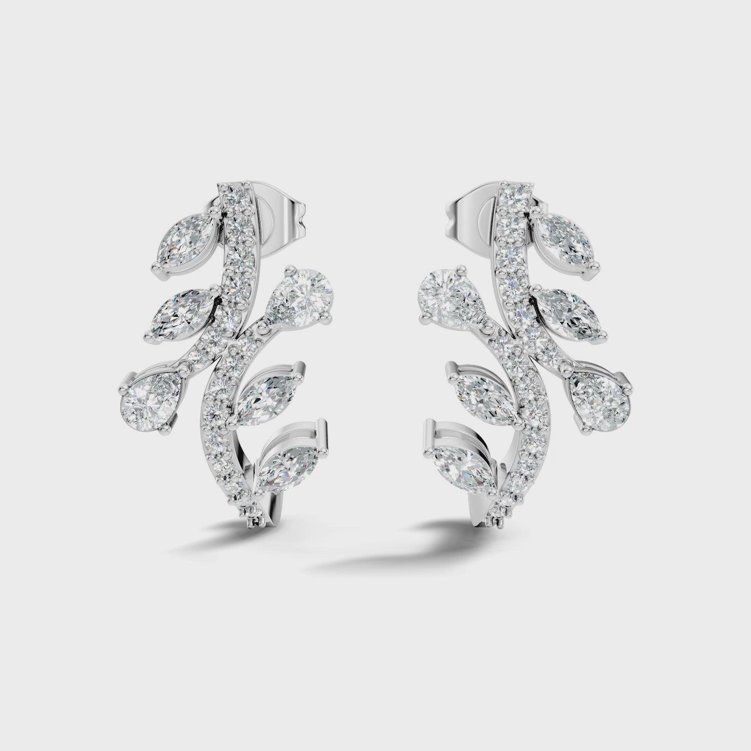 Marquise & Pear Diamond Leaf Crawler Earrings