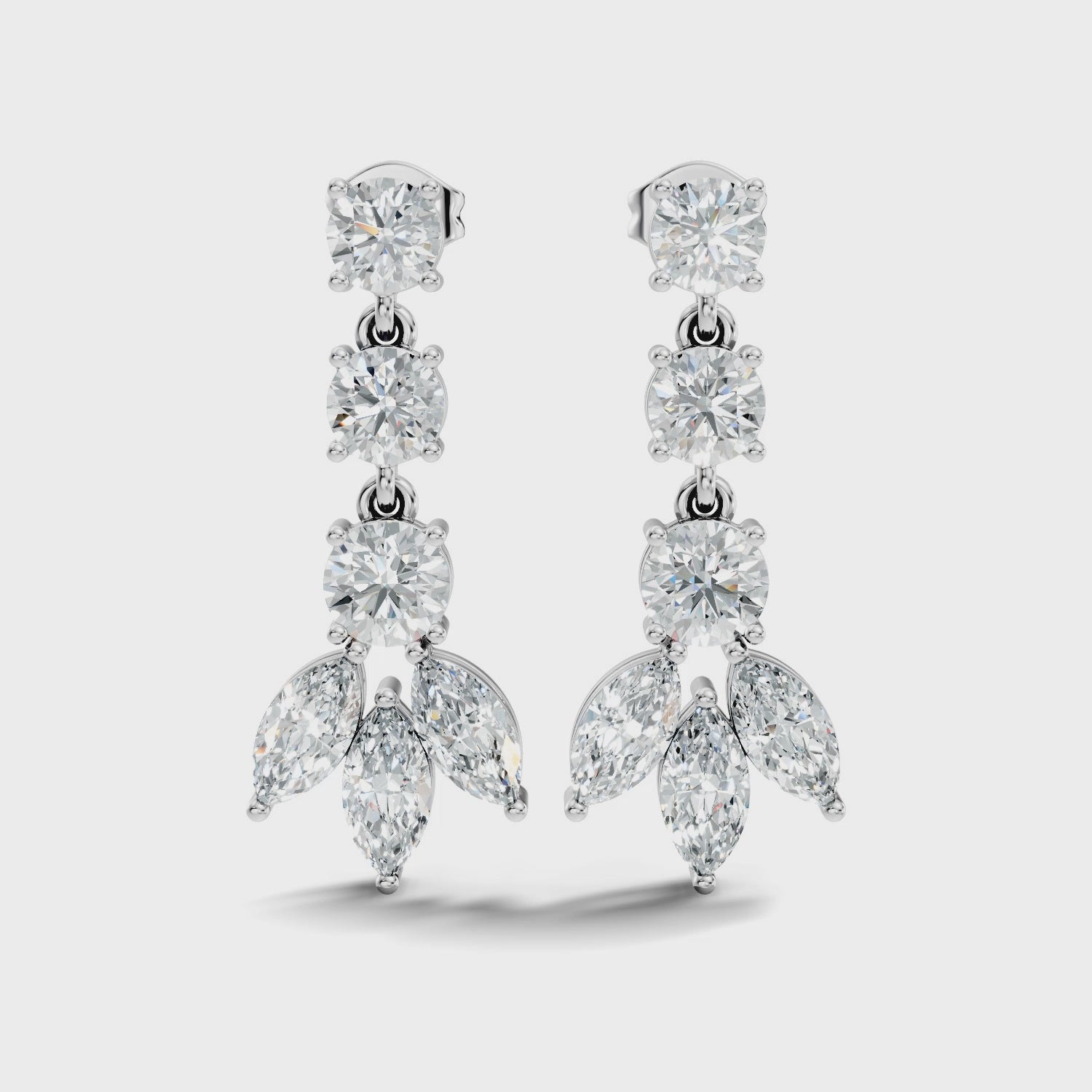 Linear Cascade Marquise Diamond Drop Earrings