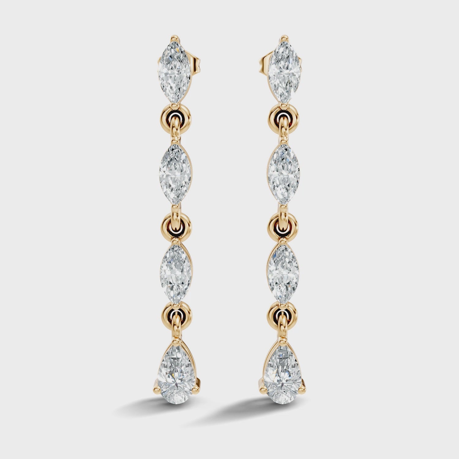 Marquise & Pear Diamond Linear Articulated Drop Earrings